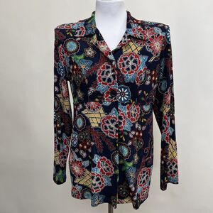 Slinky Brand Women's Top Medium Blue Red Yellow
